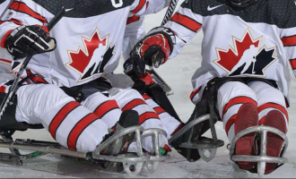 Alberta Province of Canada Hockey Sign With Salvaged Hockey 